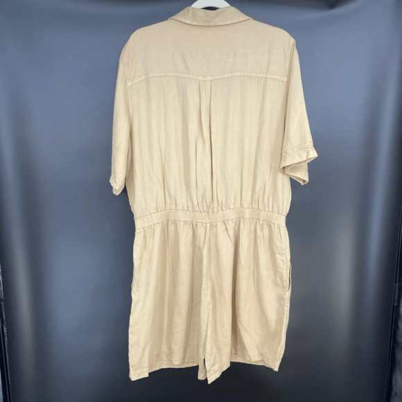 Faherty Arlie Day Romper in Summer Sand Size XL Safari Casual Linen Cotton NWT - Picture 6 of 12